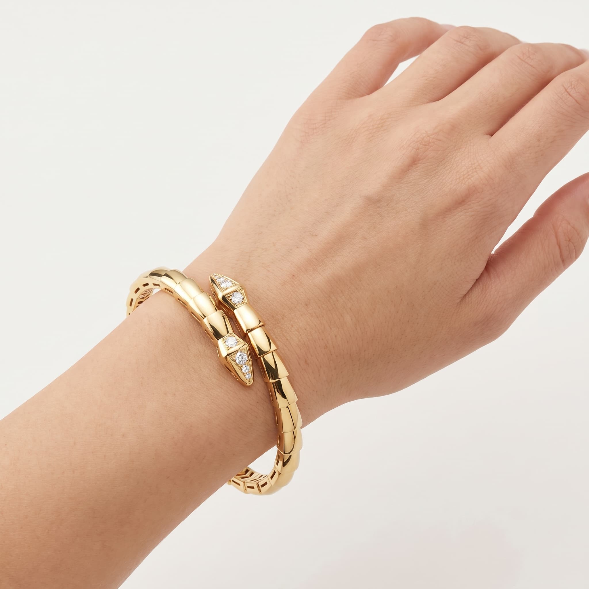 Serpent's Kiss — Round Diamond Open Coil Bangle with Graduated Tips thumbnail 3