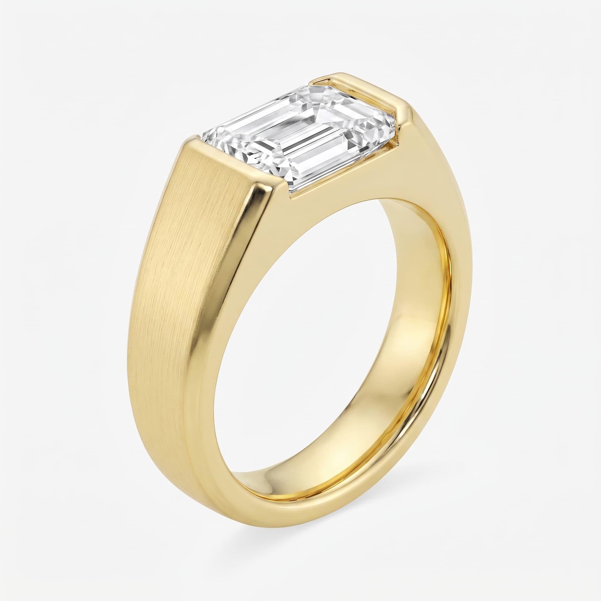 Meridian — East-West Emerald Cut Diamond Wedding Ring on model