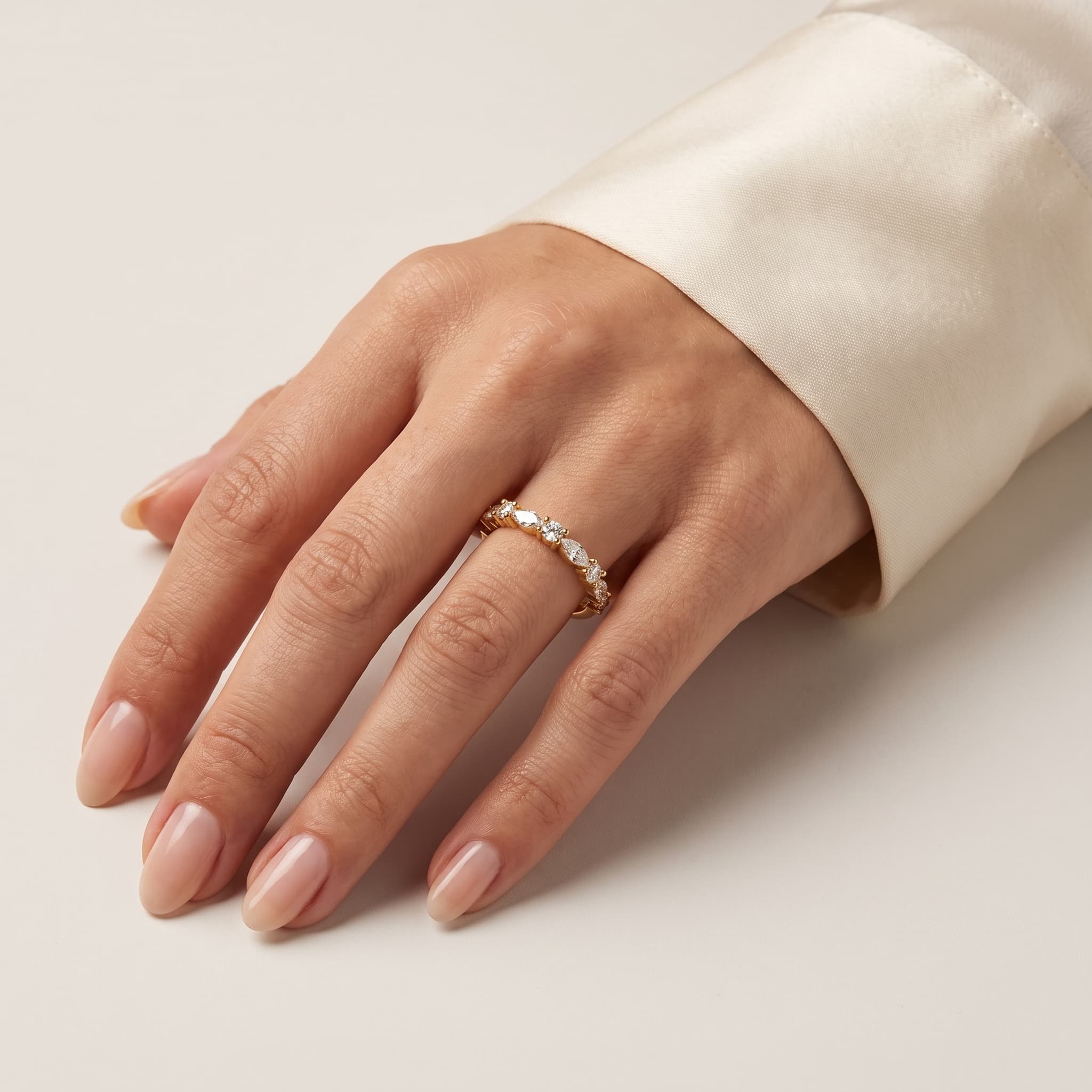 Marquise Reverie — Marquise & Round Diamond Eternity Band thumbnail 3