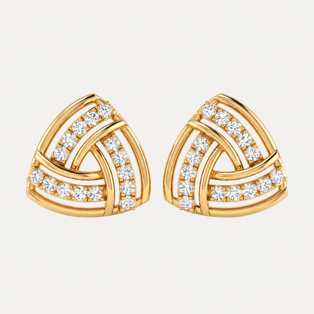 Trinity Vow — Woven Diamond Knot Stud Earrings