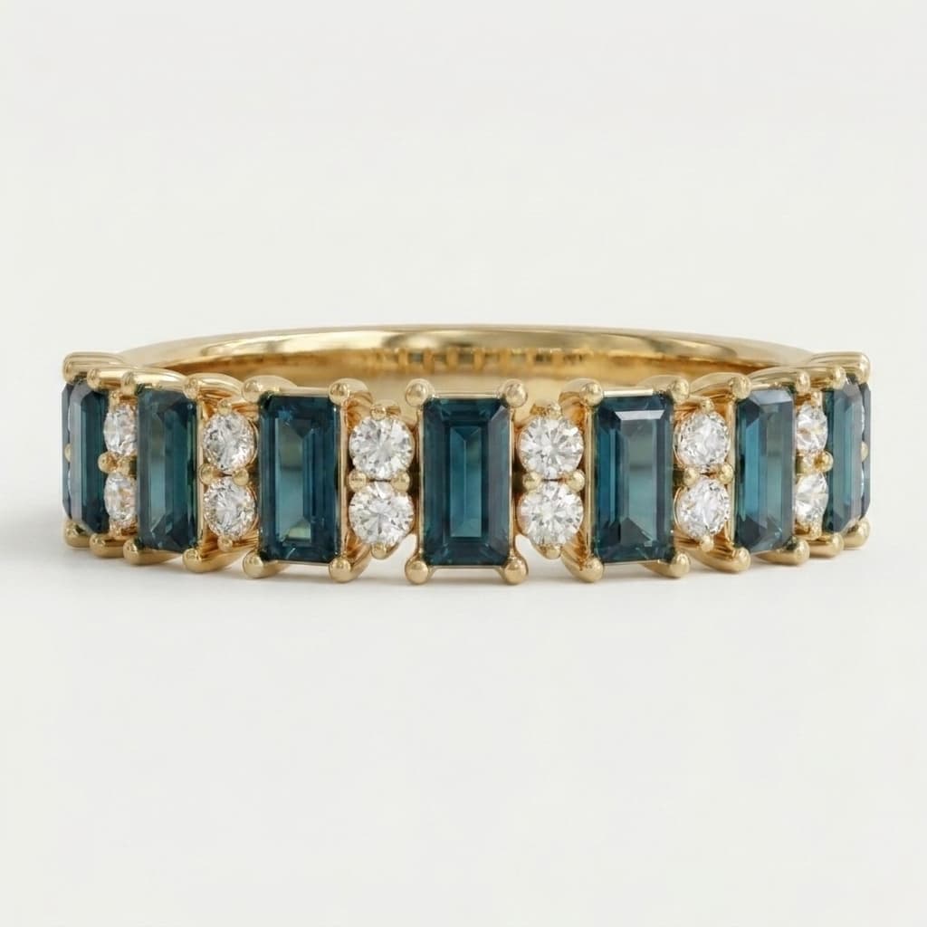 Deep Tide — Fancy Blue Baguette Diamond Eternity Band