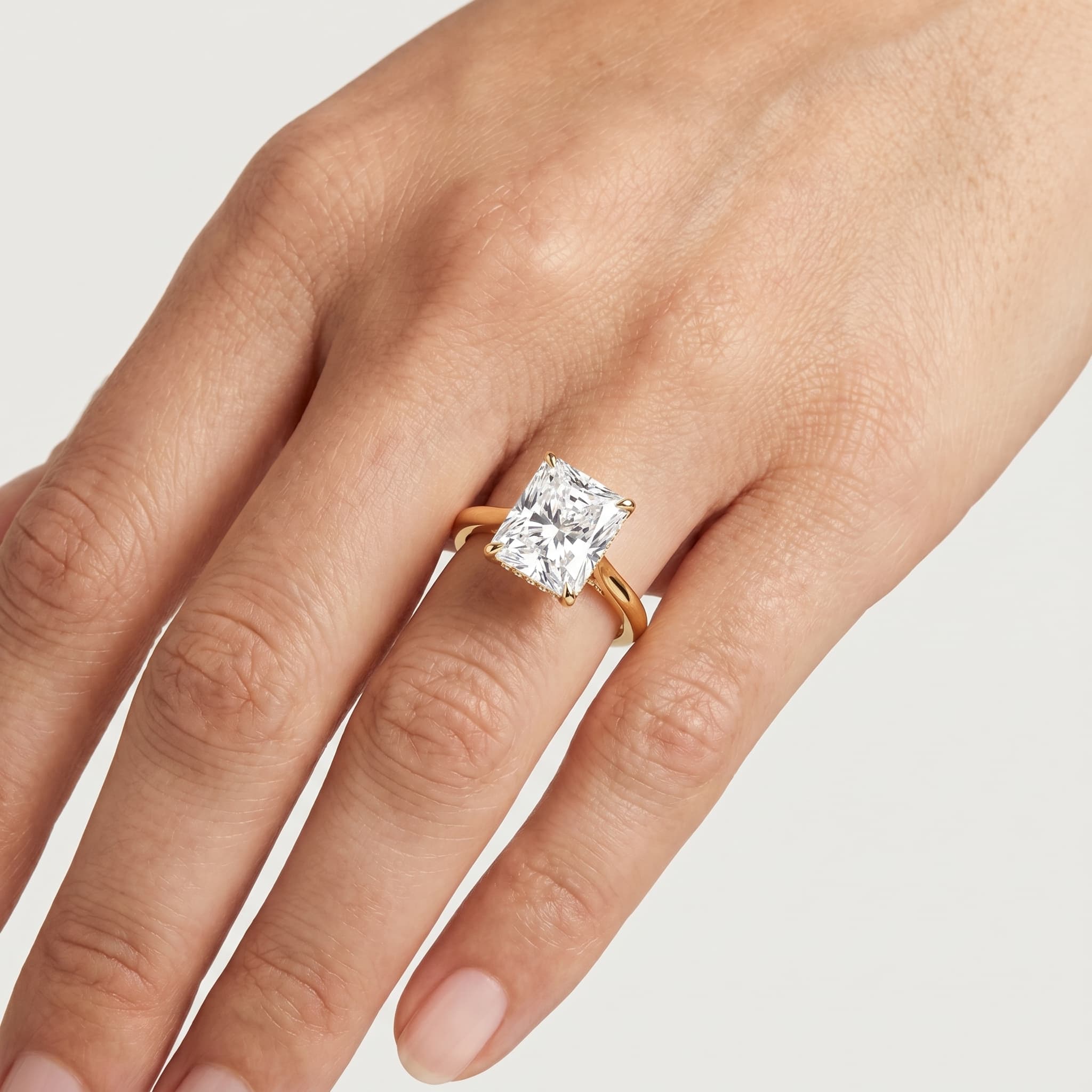Radiant Lab Grown Diamond Hidden Halo Engagement Ring thumbnail 3