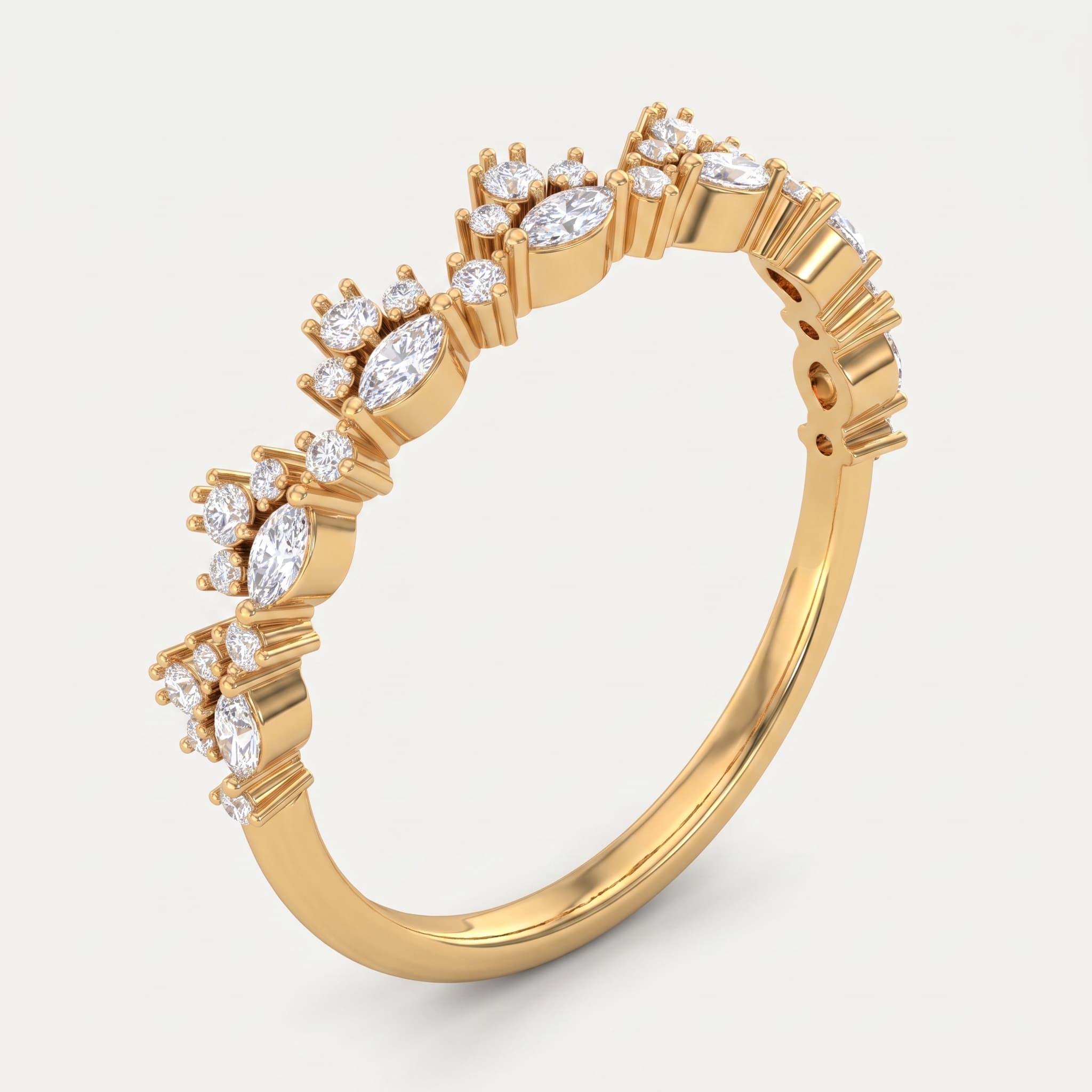 Stardust Trail — Marquise & Round Diamond Cluster Ring on model