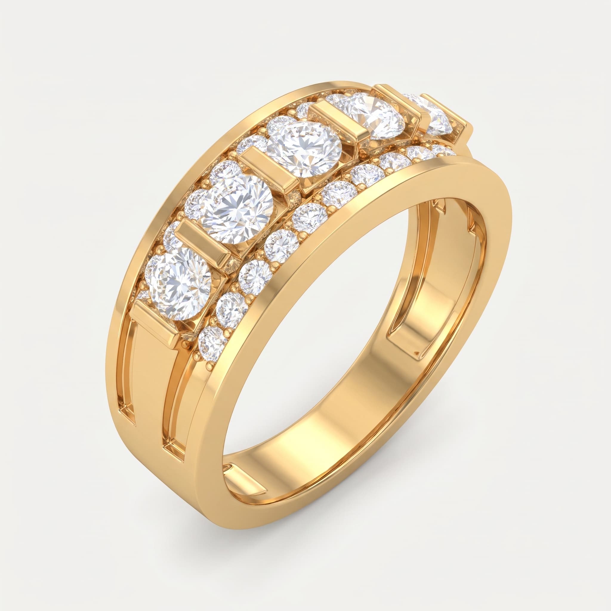 Ironclad — Channel Set Diamond Men's Ring on model
