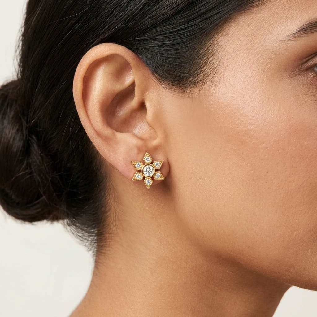 Celestial Star — Bezel Diamond Star Stud Earrings thumbnail 3