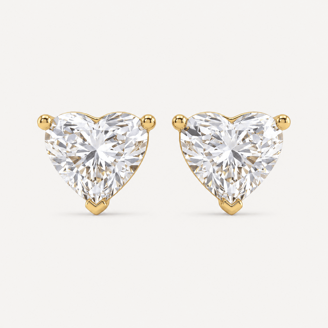 Two Hearts As One — Heart Diamond Solitaire Stud Earrings