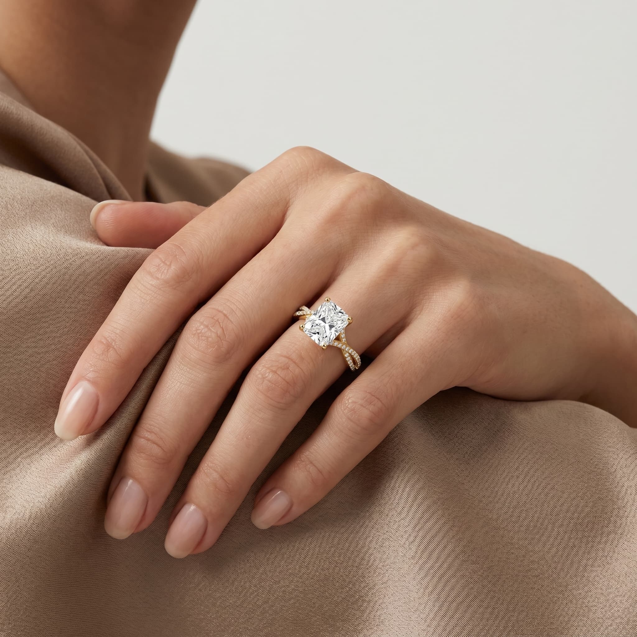 Twin Vow — Radiant Double Twist Diamond Ring thumbnail 5