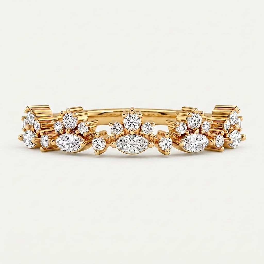 Stardust Trail — Marquise & Round Diamond Cluster Ring