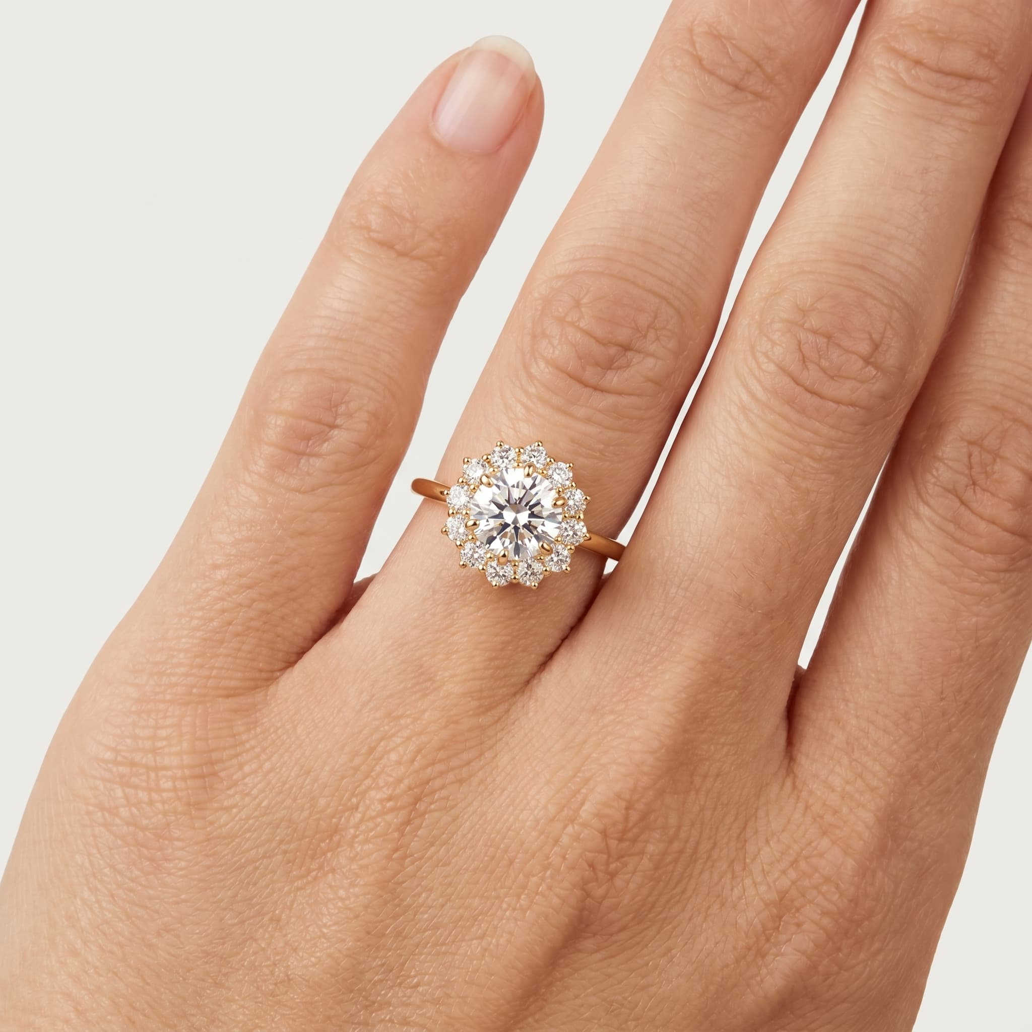 Sunburst Halo Diamond Ring thumbnail 5