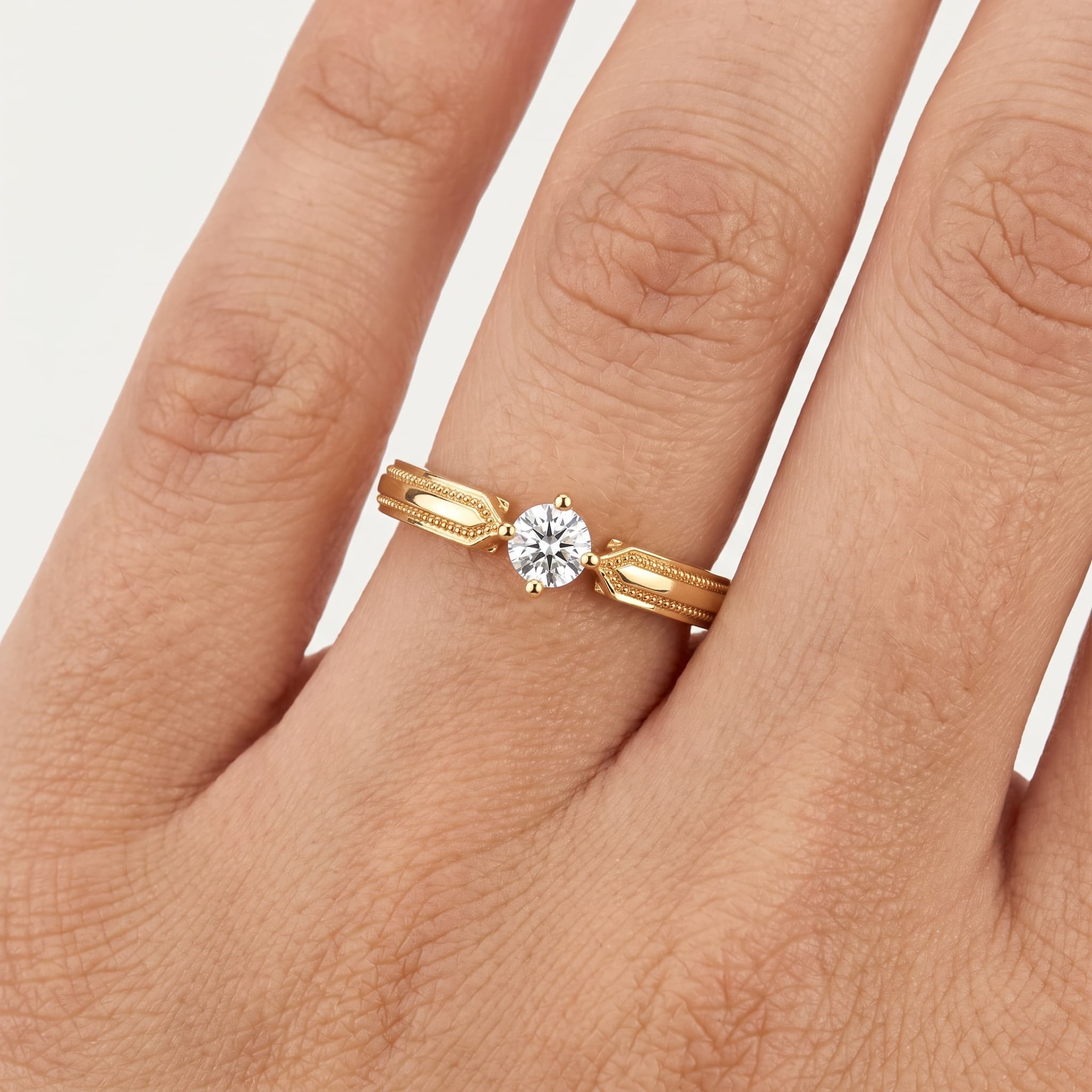 Vintage Vow — Round Diamond Milgrain Solitaire Ring thumbnail 4