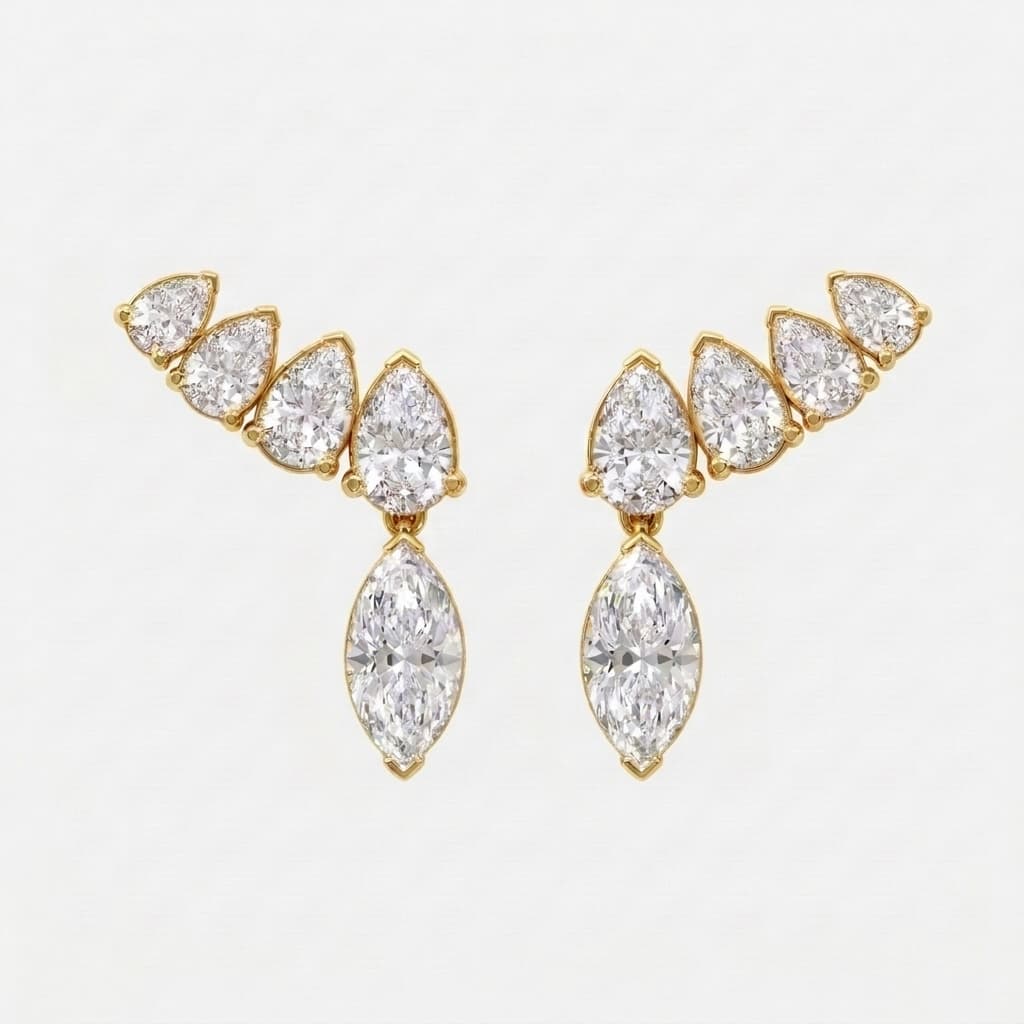 Skyline Ascent — Graduated Pear & Marquise Diamond Stud Earrings