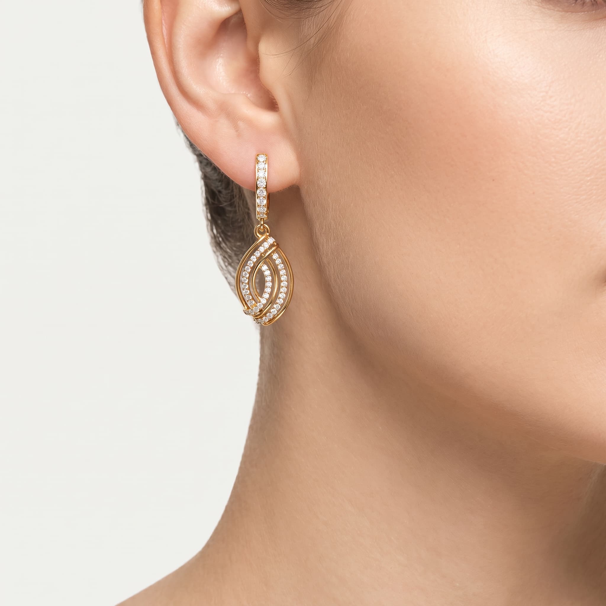 Twisted Flame — Pavé Diamond Drop Hoop Earrings thumbnail 4