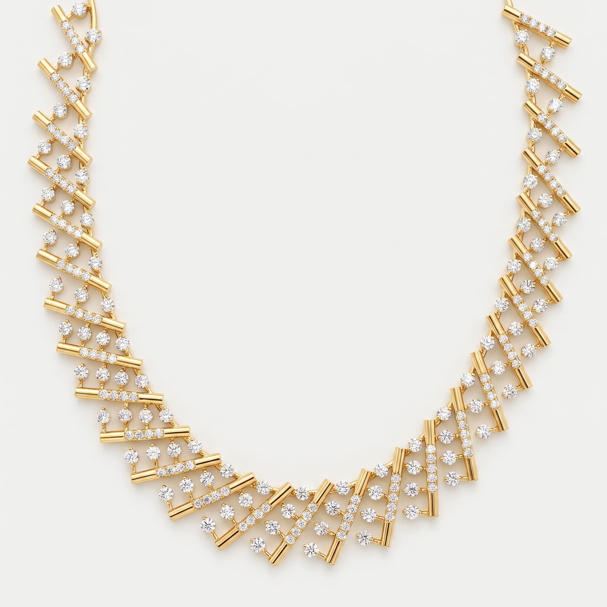 Diagonal Rain — Round Diamond Ladder Necklace