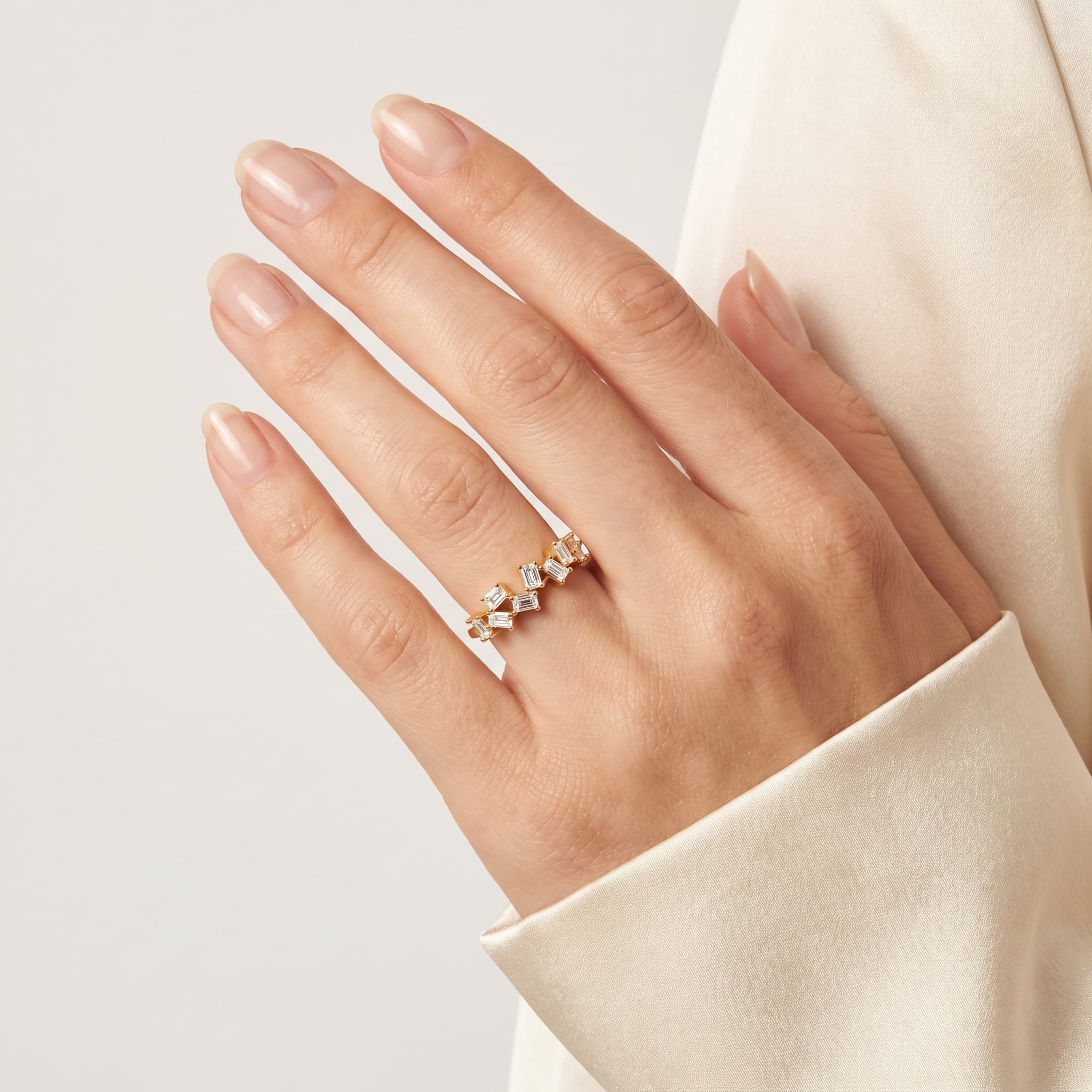 Scatter Song — Emerald Cut Diamond Cluster Band thumbnail 4