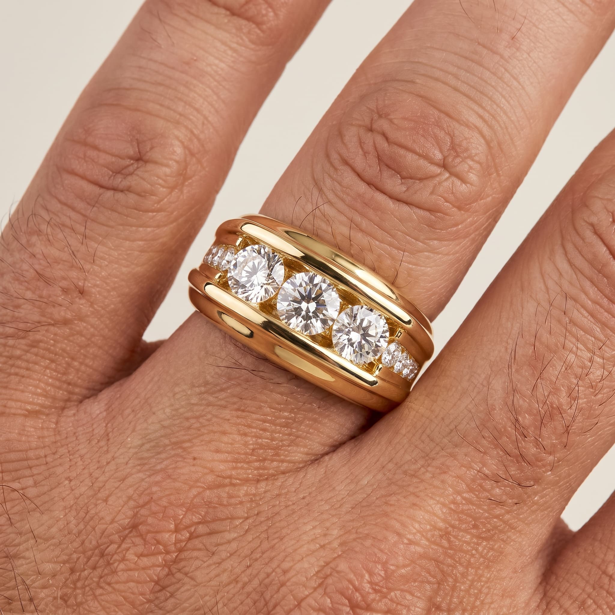 Three Radiance — Round Diamond Three Stone Channel Wedding Ring thumbnail 4