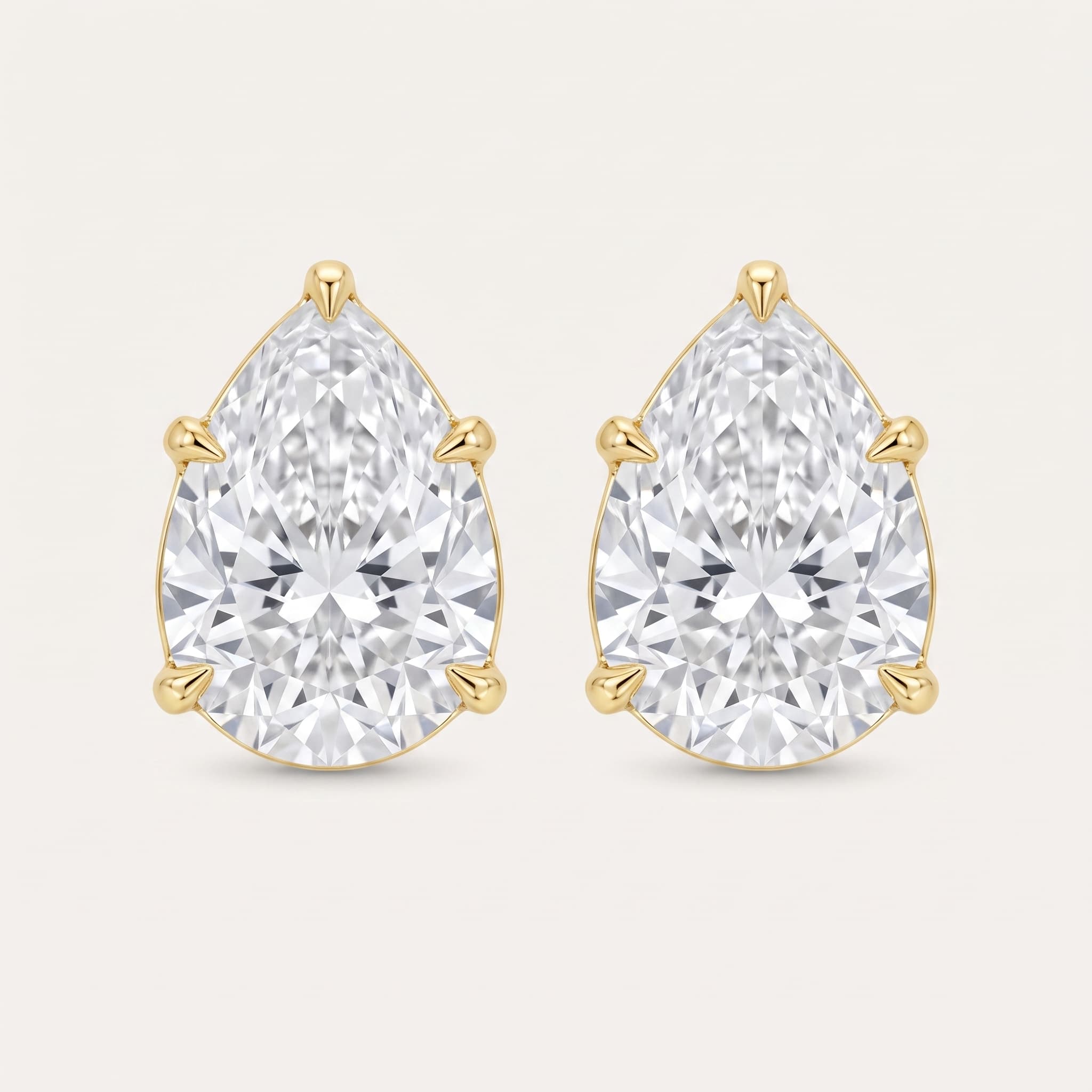 Graceful Drop — Pear Cut Diamond Threaded Stud Earrings