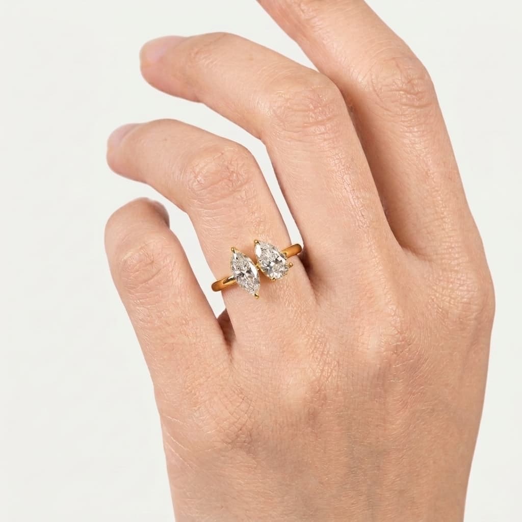 Toi et Moi — Pear & Marquise Diamond Two Stone Ring thumbnail 3