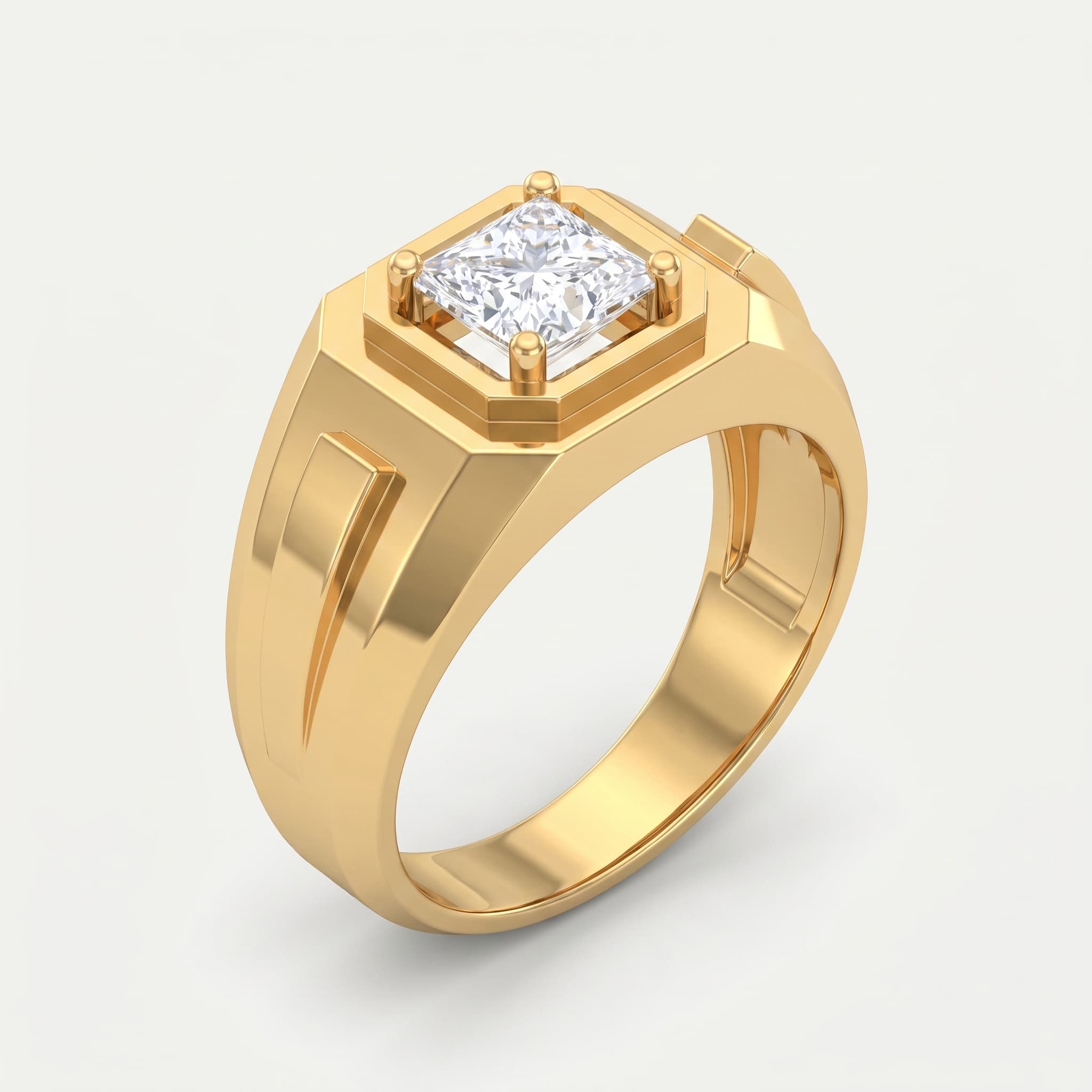 Monarch — Princess Cut Diamond Octagon Bezel Men's Ring on model