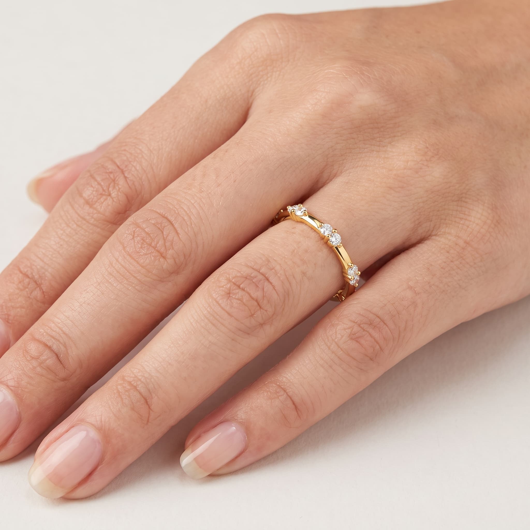 Paired Hearts — Round Diamond Segmented Bar Ring thumbnail 4