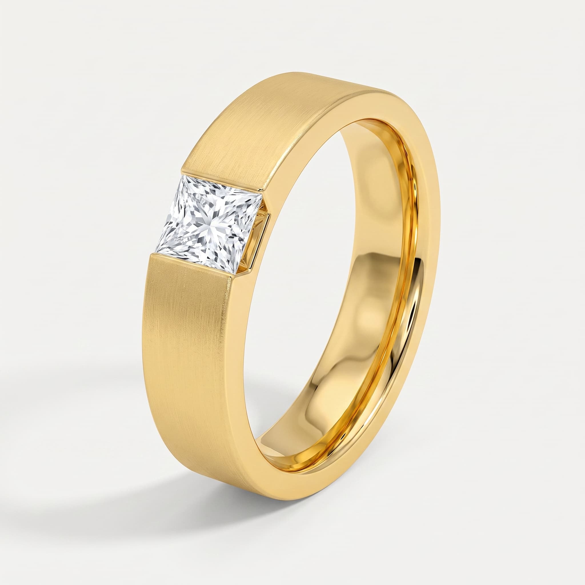 Jammie — Princess Cut Diamond Flush Set Wedding Ring on model