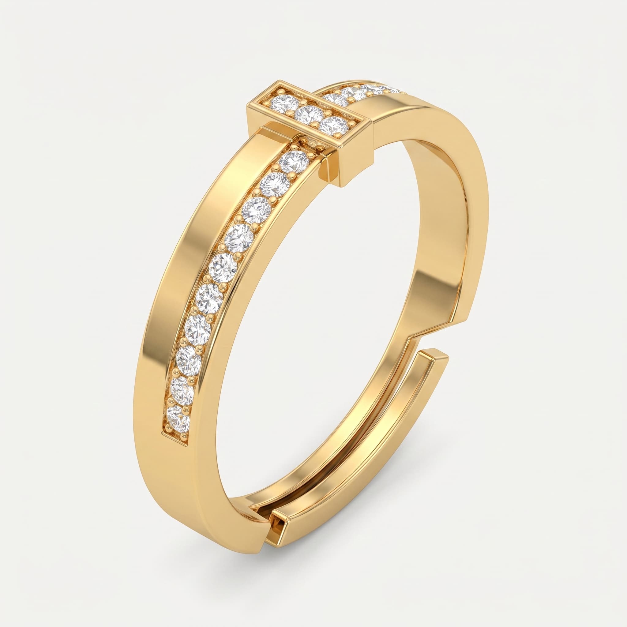 Crossbar — Round Diamond Channel Band with Raised Bar Accent on model