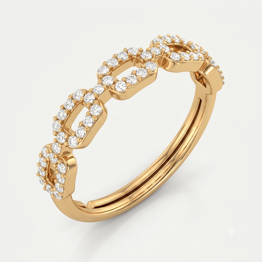 Chain Reaction — Round Diamond Pavé Open Link Ring on model