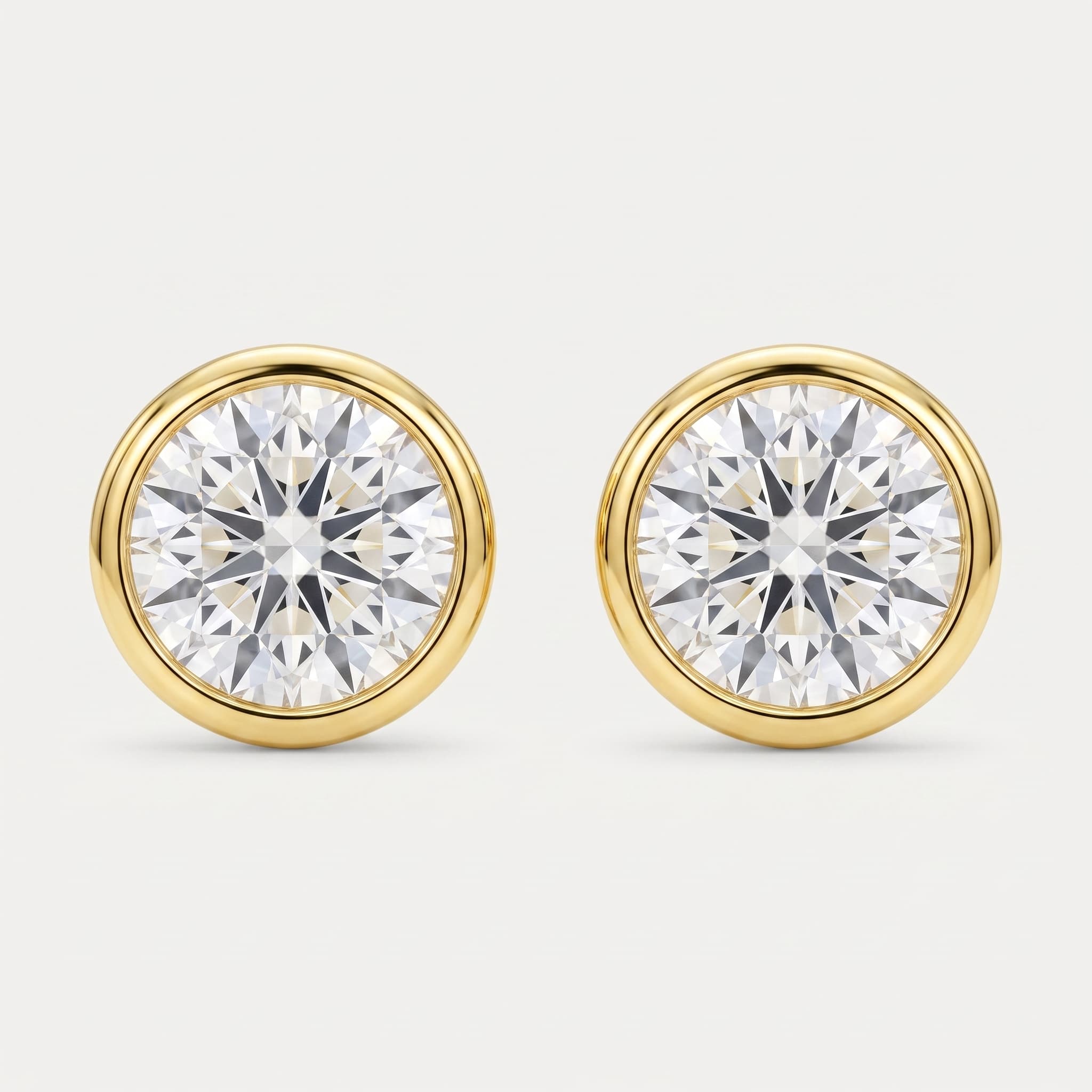 Halo of Us — Round Diamond Bezel Stud Earrings