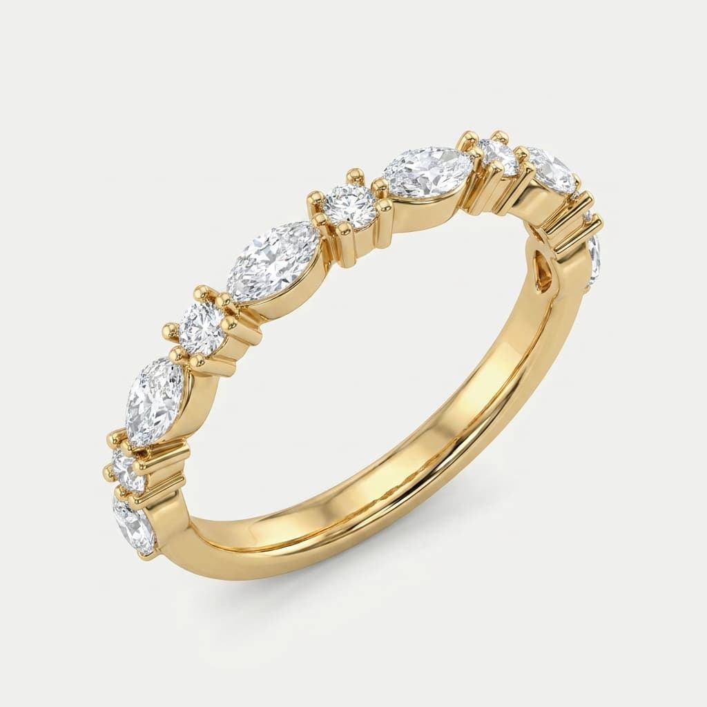 Marquise Lullaby — Marquise & Round Diamond Eternity Band on model