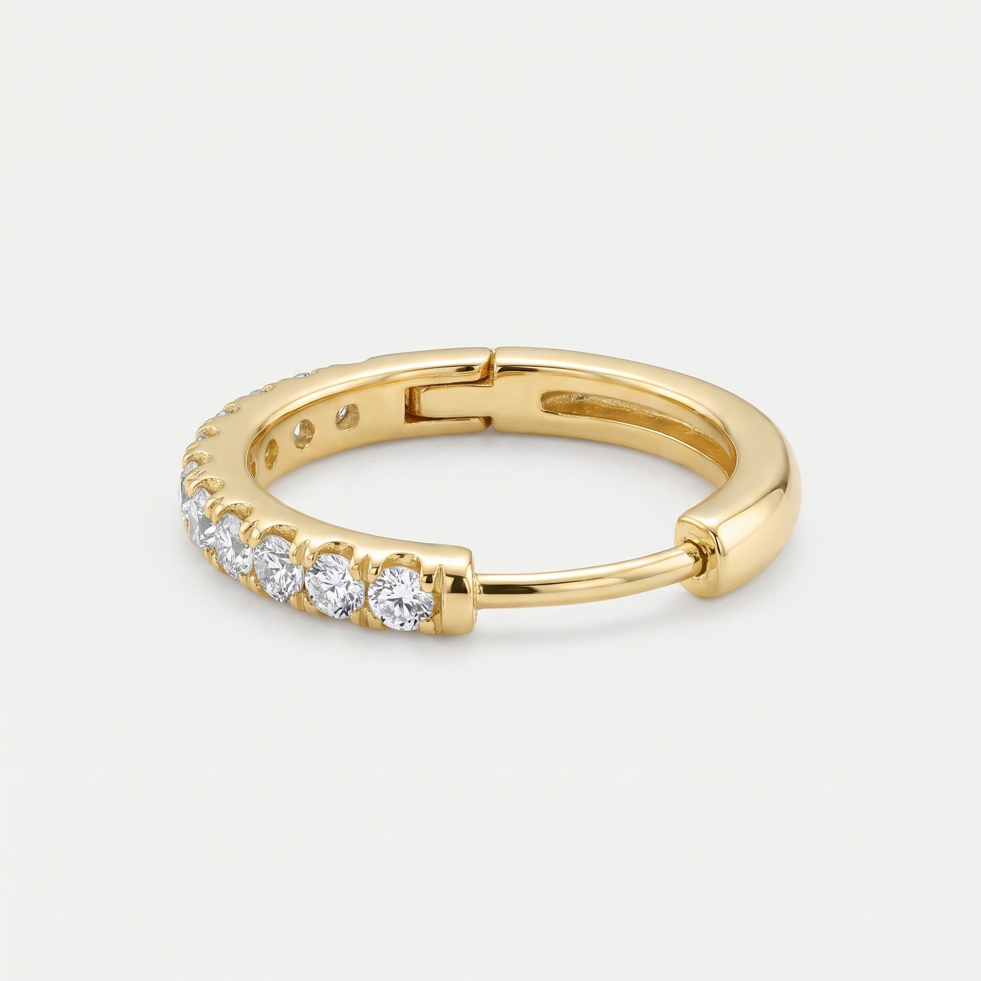 Round Diamond Pavé Hoop Earrings 3