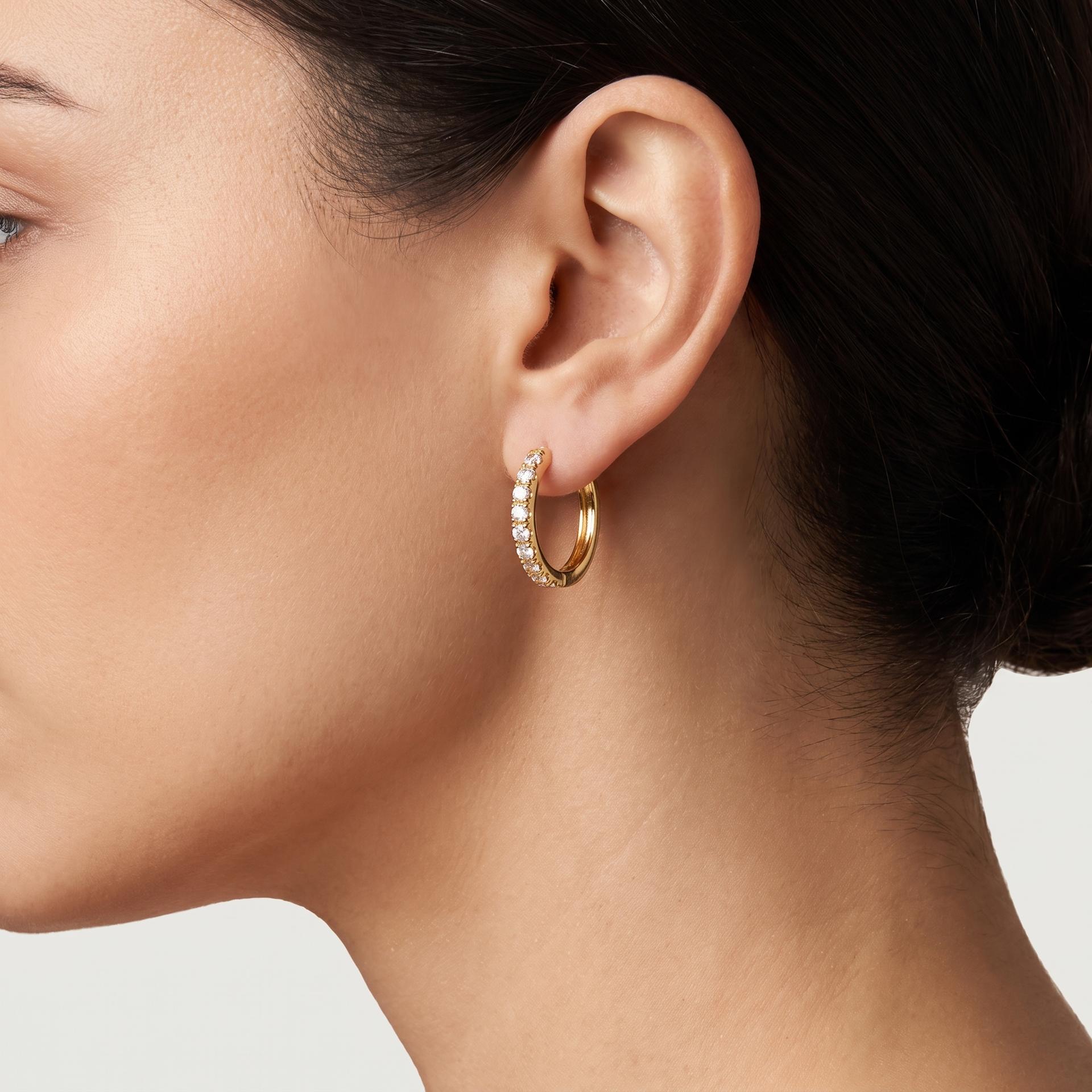 Round Diamond Pavé Hoop Earrings 2