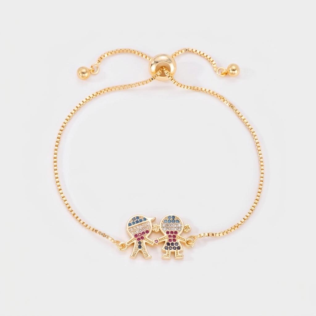 Hand in Hand — Multicolor Pavé Kids Charm Slider Bracelet 1
