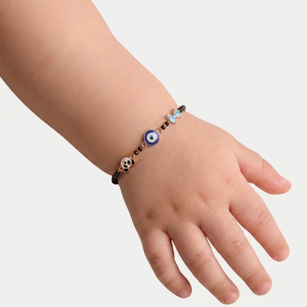Panda Charm — Enamel Bow, Evil Eye & Panda Beaded Chain Bracelet 2