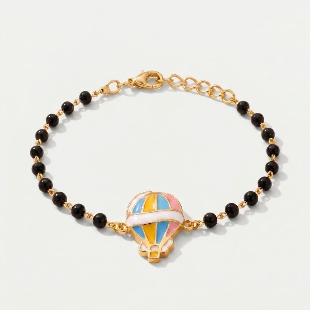 Up & Away — Enamel Hot Air Balloon Beaded Chain Bracelet 1