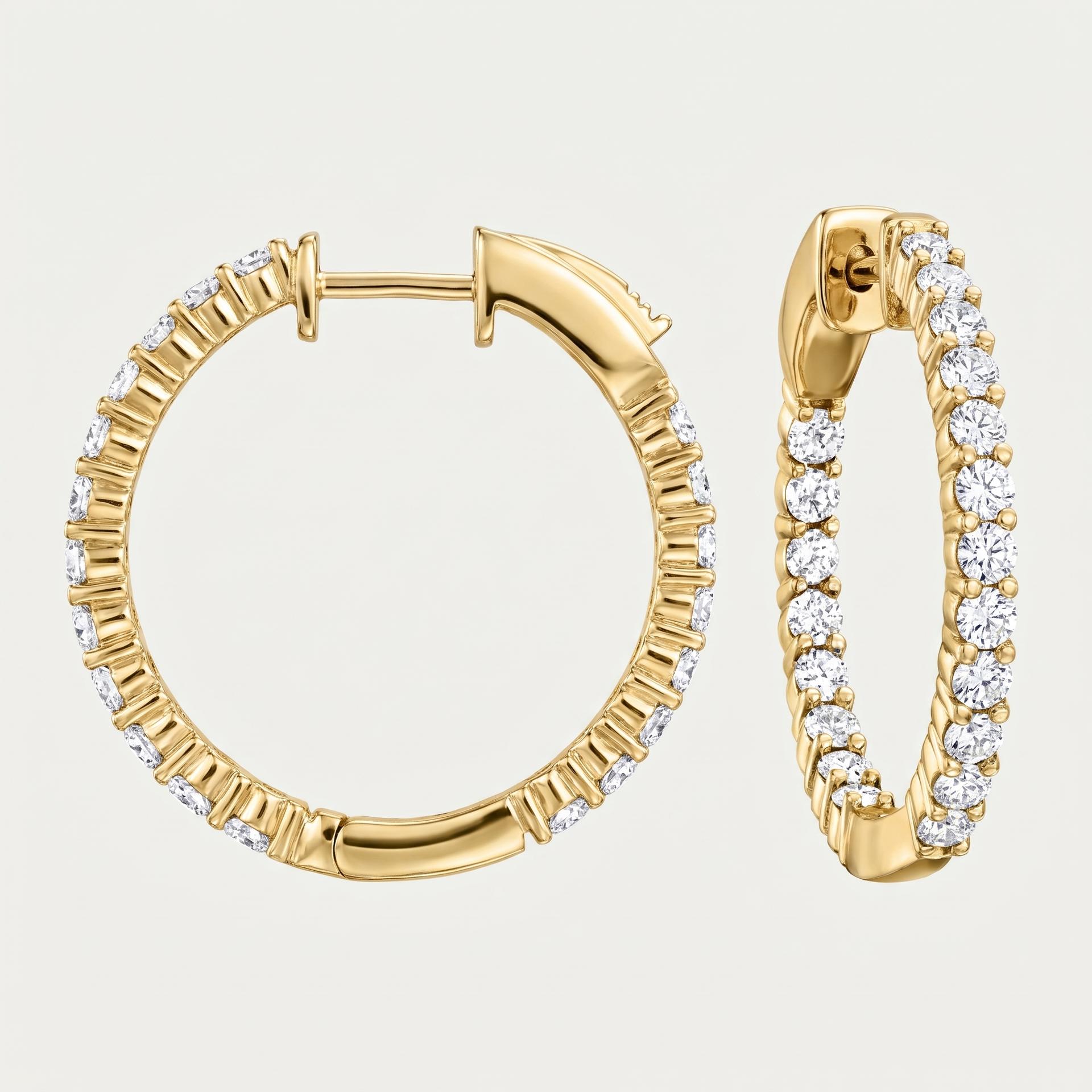 Round Diamond Inside-Out Hoop Earrings 3
