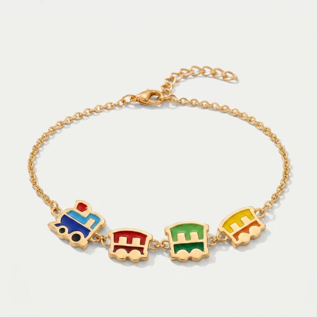 Tiny Choo Choo — Enamel Train Charm Bracelet 1