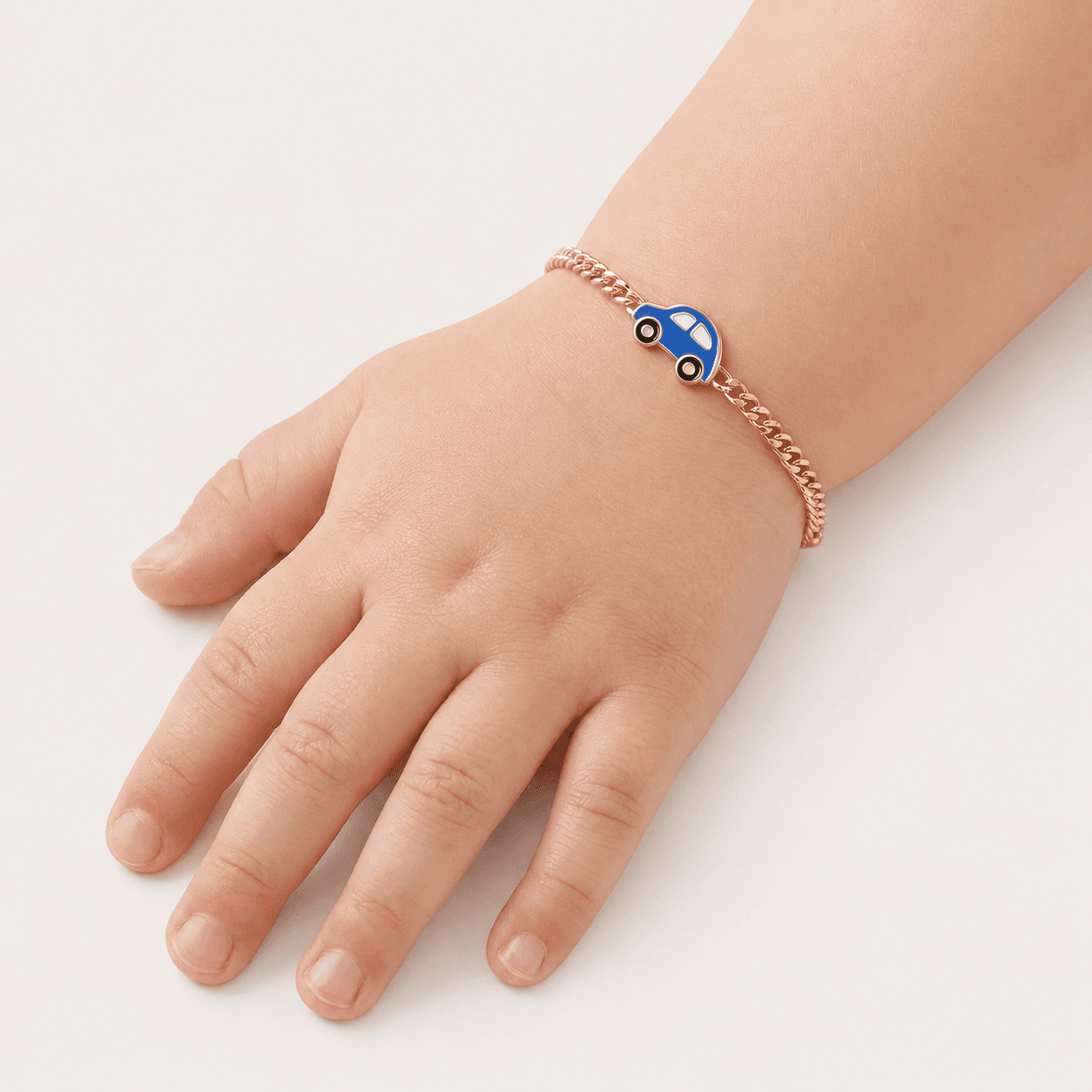 Blue Cruiser — Enamel Car Charm Curb Chain Bracelet 3