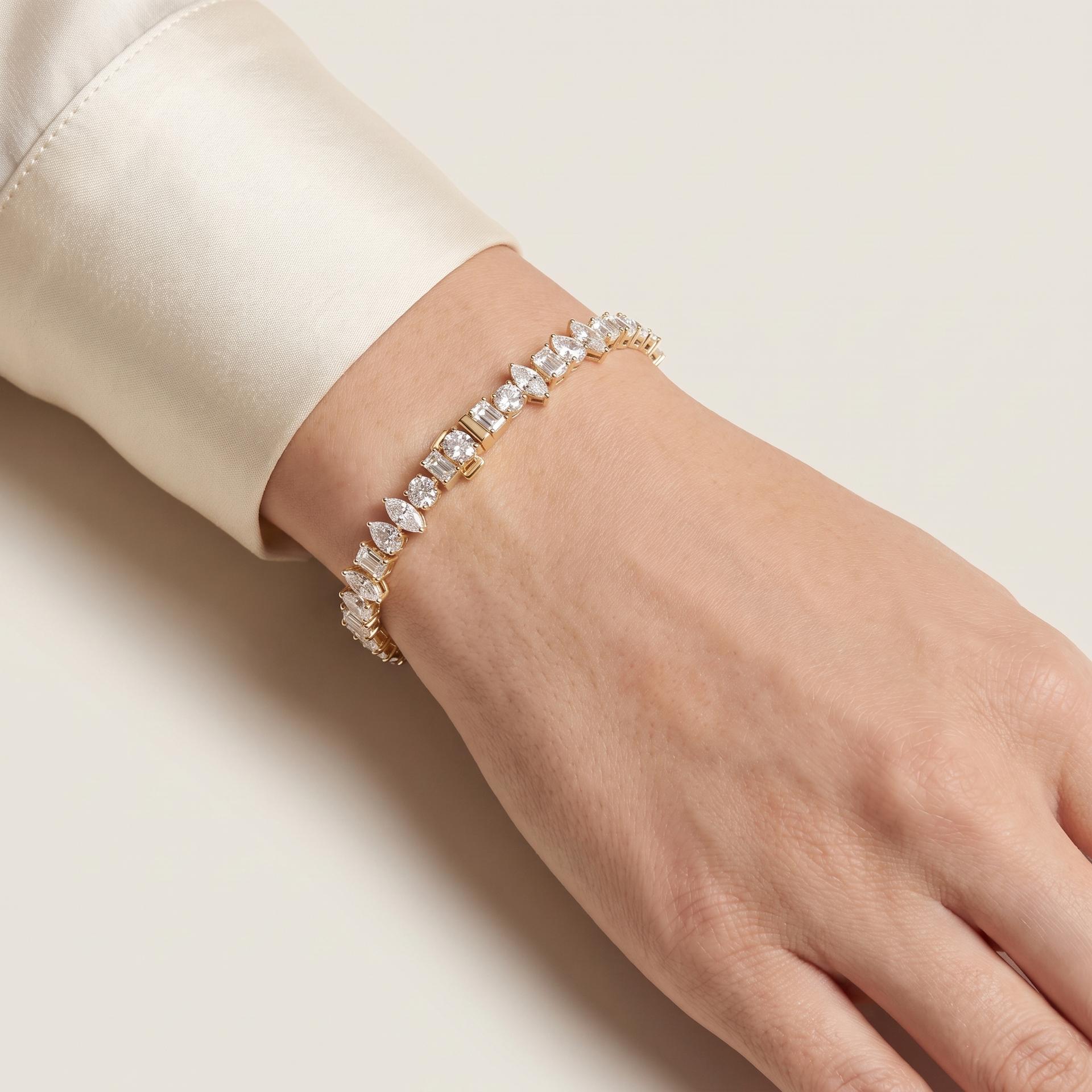 Prism Trail — Multi-Shape Diamond Line Bracelet 3