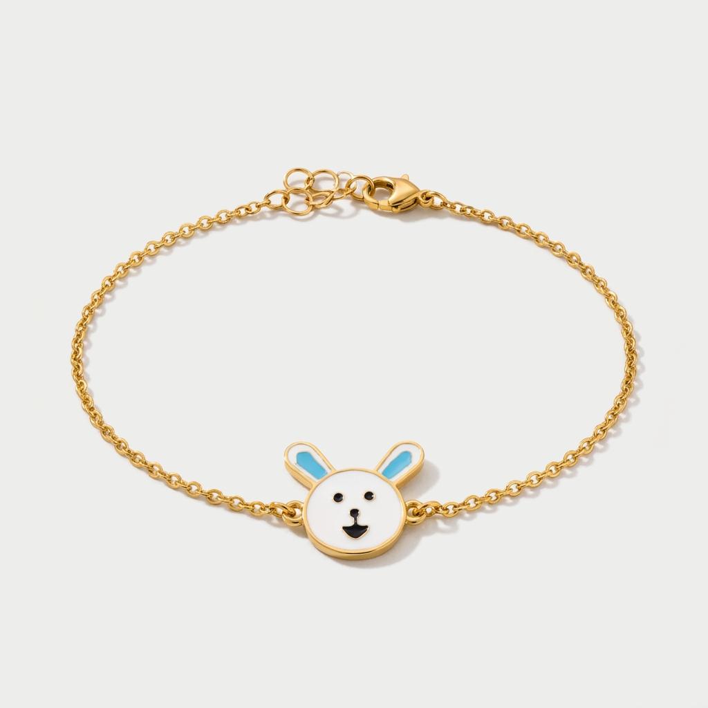 Bunny Hop — Enamel Bunny Charm Chain Bracelet 1