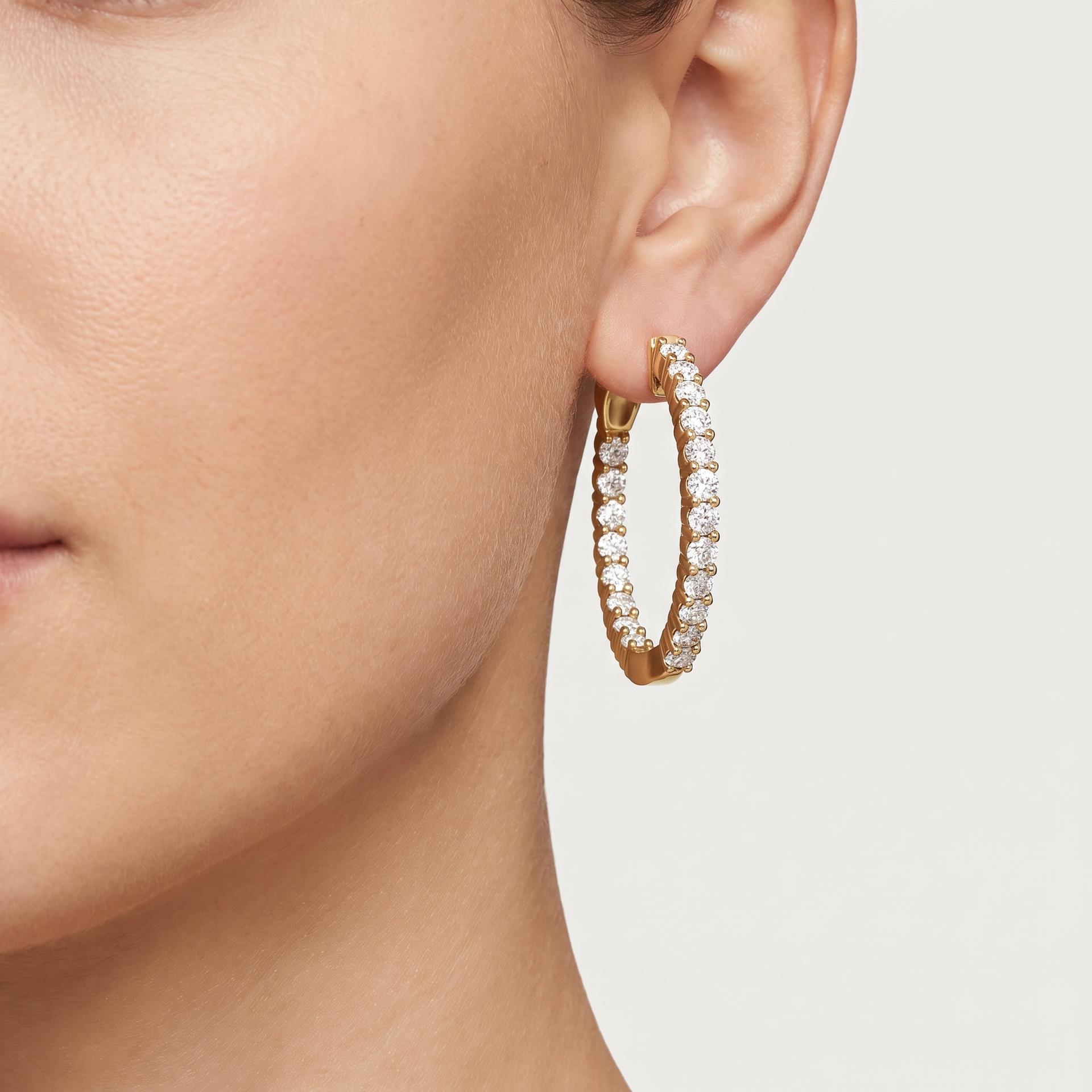 Round Diamond Inside-Out Hoop Earrings 2