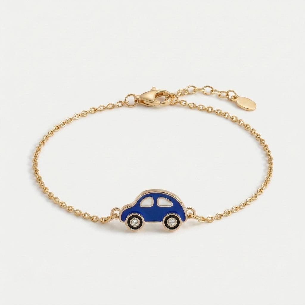 Blue Cruiser — Enamel Car Charm Curb Chain Bracelet 1