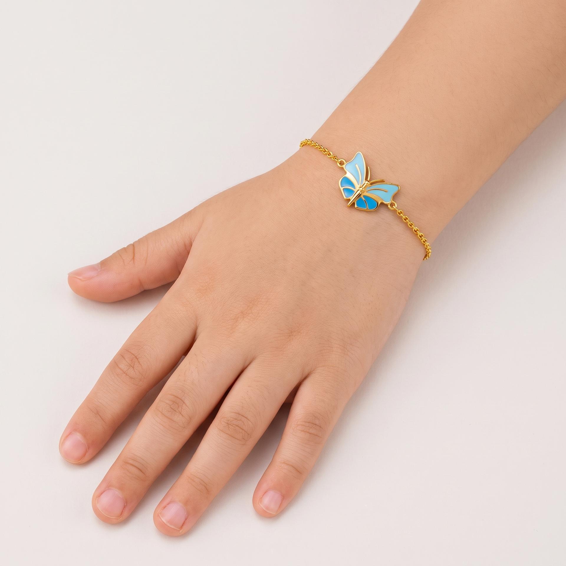 Blue Wings — Enamel Butterfly Charm Chain Bracelet 2