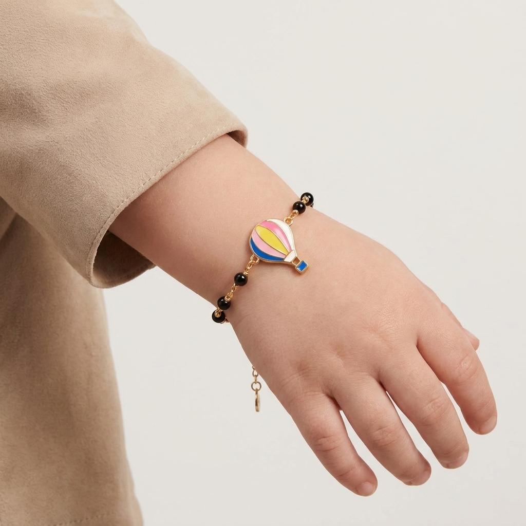 Up & Away — Enamel Hot Air Balloon Beaded Chain Bracelet 2
