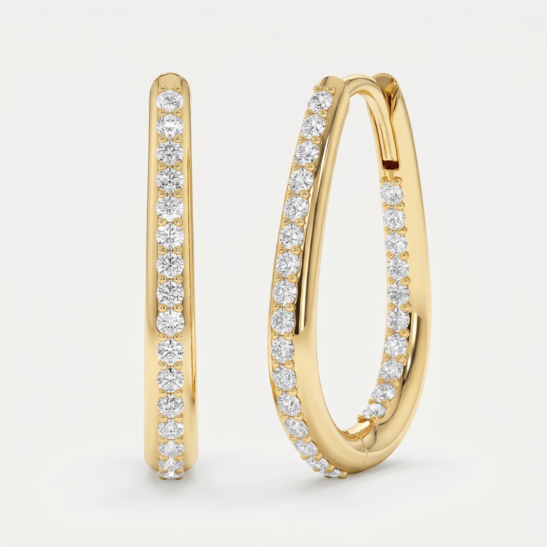 Round Diamond Inside-Out Oval Hoop Earrings 1