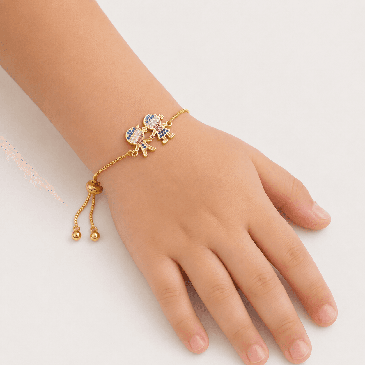 Hand in Hand — Multicolor Pavé Kids Charm Slider Bracelet 2