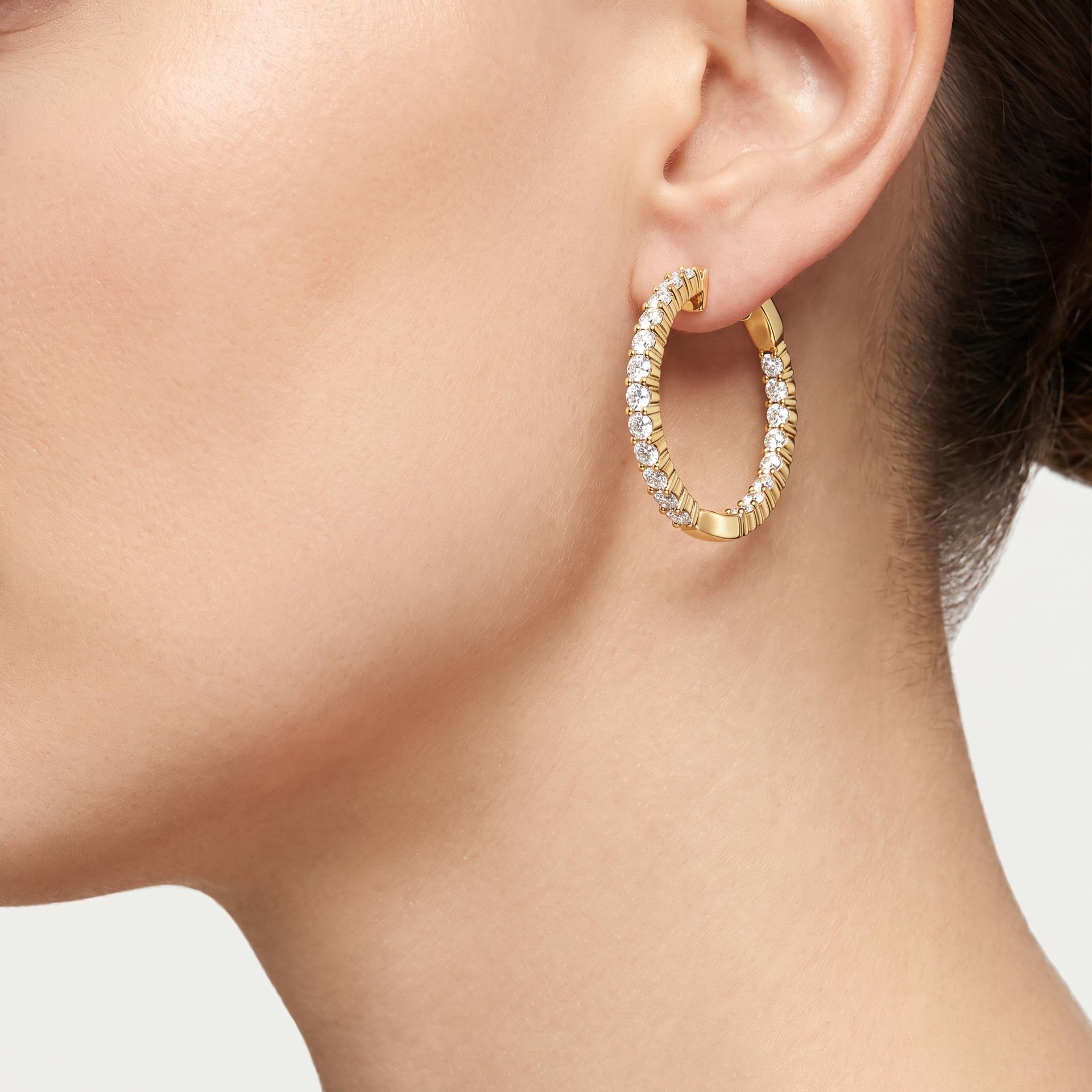 Round Diamond Inside-Out Hoop Earrings 4