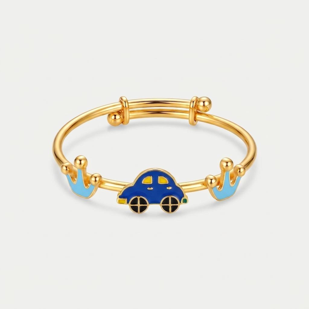 Little Racer — Adjustable Enamel Car & Crown Kada Bangle 1