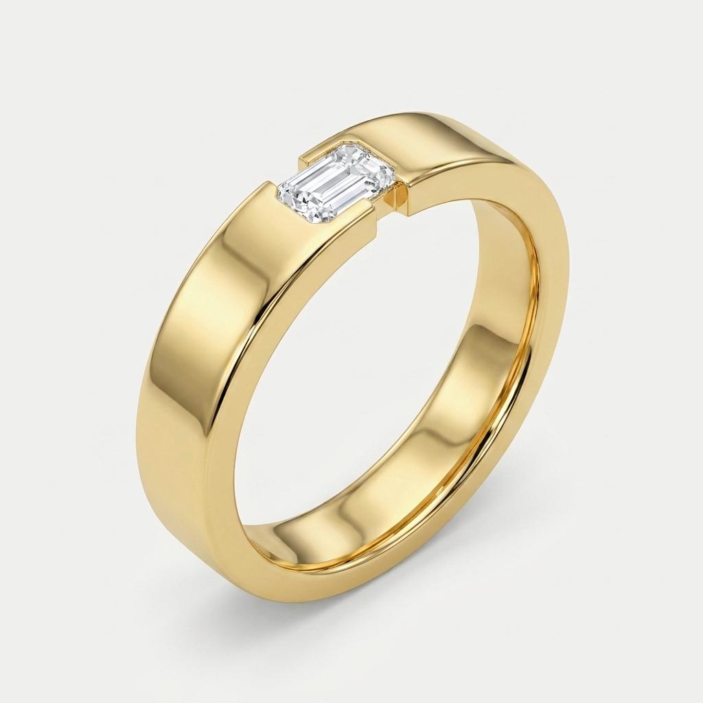 Forever Bound — Emerald Cut Diamond Men's Band 2