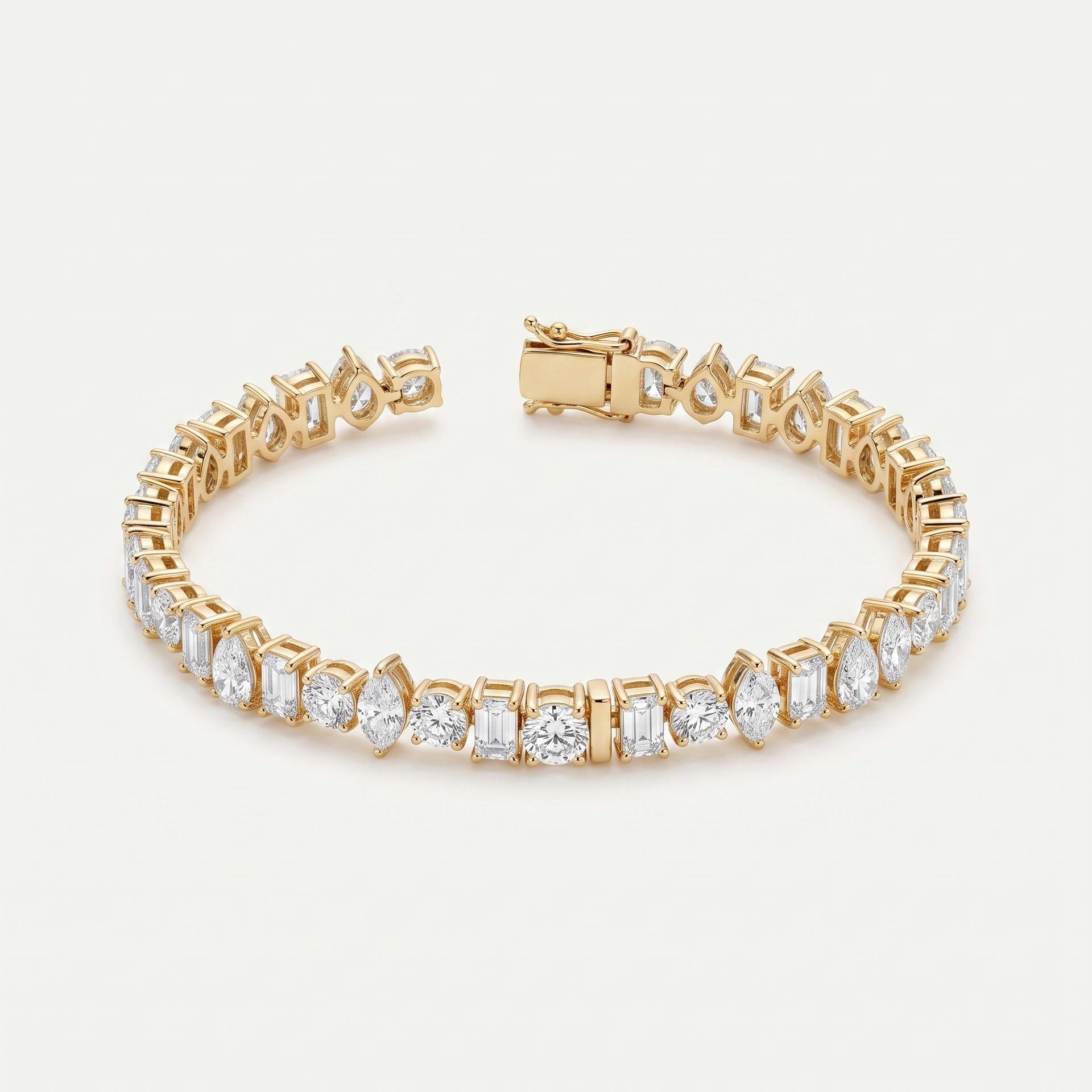 Prism Trail — Multi-Shape Diamond Line Bracelet 1