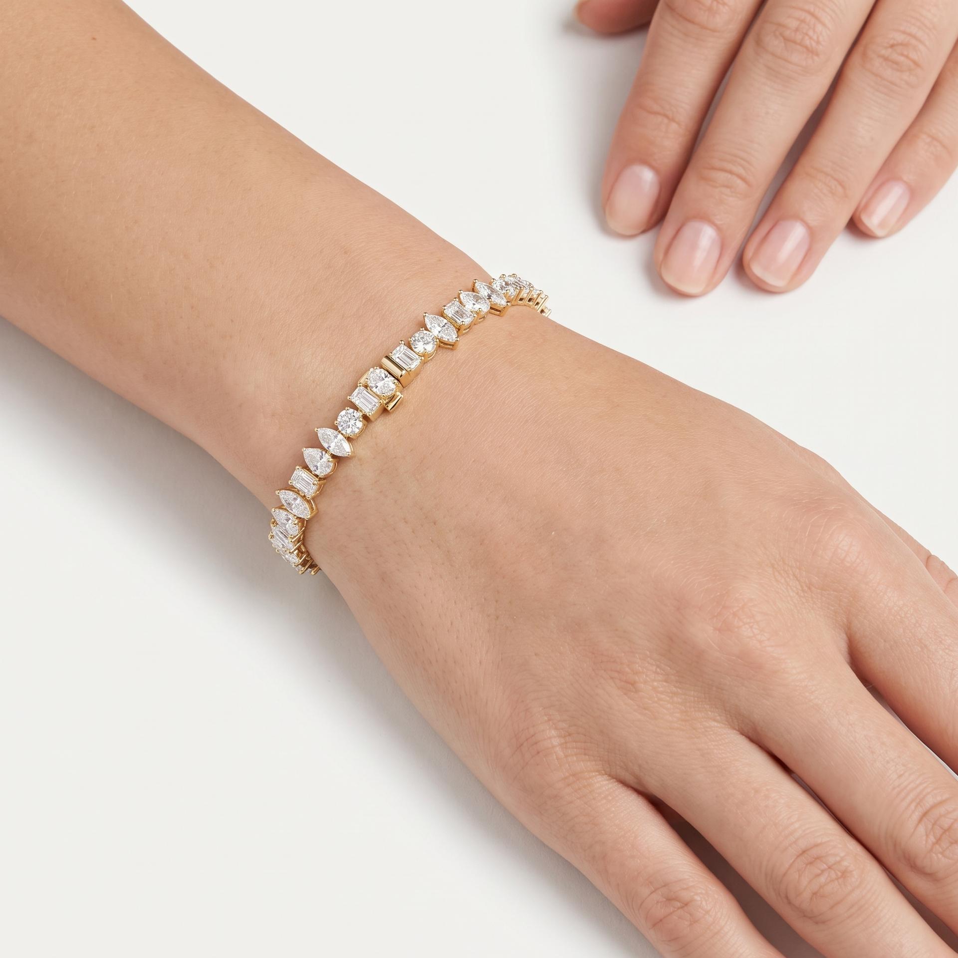Prism Trail — Multi-Shape Diamond Line Bracelet 2