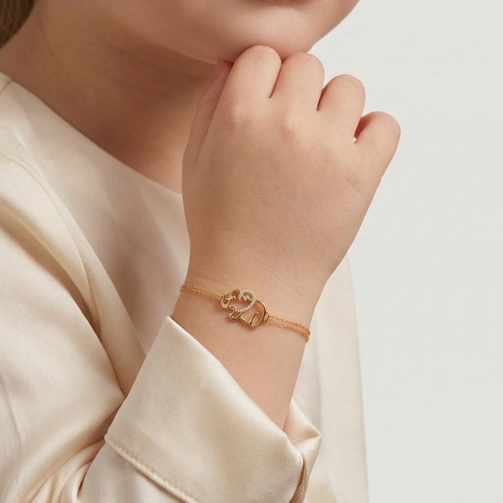 Trunk Up — Diamond Outline Elephant Chain Bracelet 2